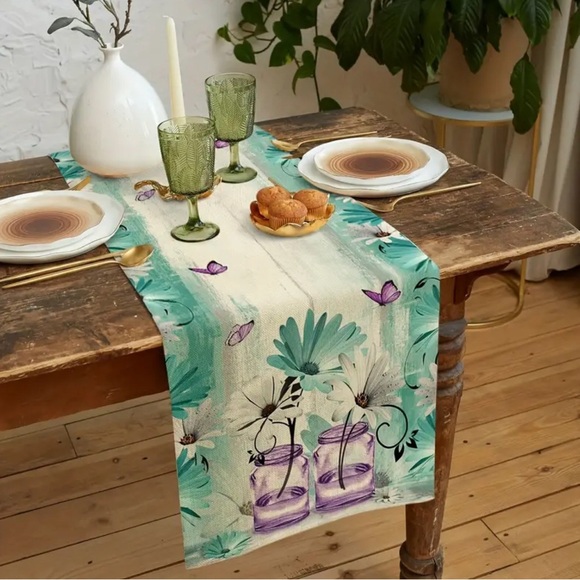 New Rustic Daisy Table Runner Decor 13x48 - Picture 2 of 3
